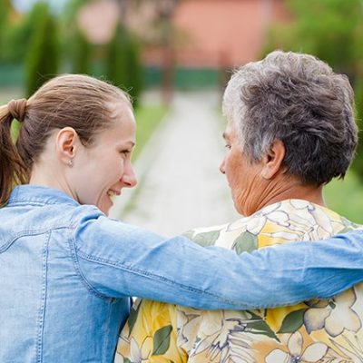 Elderly woman tell her complaints to the carer